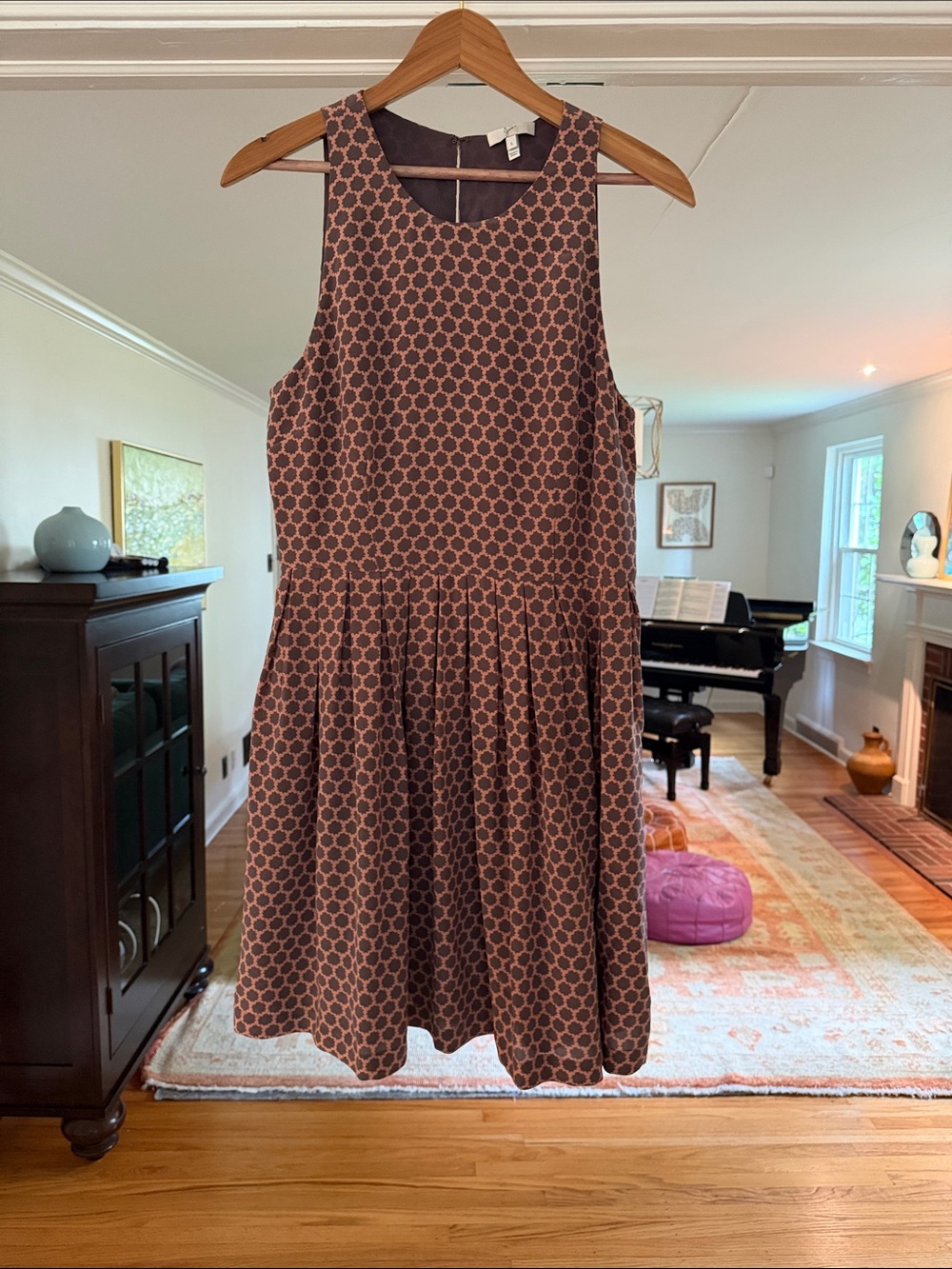 Joie Brown Geo-Print Sleeveless Mini Dress